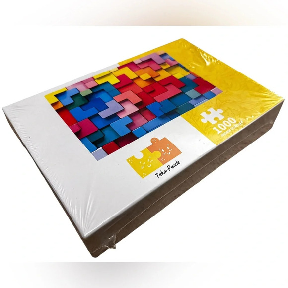 NEW Puzzle 1000 pieces, rainbow Tetris jigsaw puzzle, gift, geometric, colorful - Picture 2 of 4